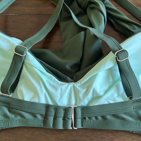 CUPSHE Army Green Bikini High Waisted Wrapped Front Knotted Bottom Size 3X NEW - Picture 11 of 16